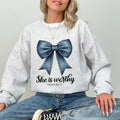 She is Worthy Proverbs 31 Sweatshirt, Girly Faith Sweater, Women's Christian Shirt, Bible Verse Clothing Gifts, Religious...