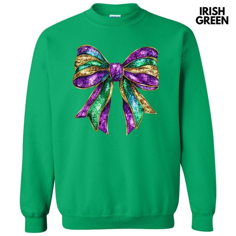 Shimmer Mardi Gras Bow Sweatshirt T-Shirts, Hoodie | ZylaModa.com
