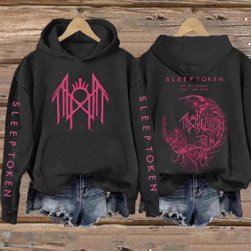 TokenWear-Retro Limited Sleep Token Rose Hoodie/Sweatshirt/Shirt, Unisex Oversize Rock Band Washed Heavyweight Cotton...