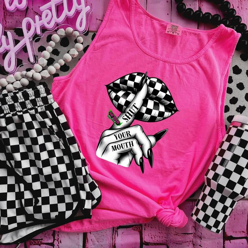 Shut Your Mouth - Neon Pink TShirt or Tank Top Hoodie, Sweatshirt | ZylaModa.com