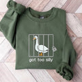 Silly Goose Sweatshirt, Got Too Silly Shirt, Funny Sweater, Trendy College Hoodie Classic Crewneck Menswear Unisex Tops...