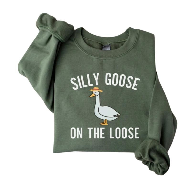 Silly Goose Sweatshirt, Silly Goose On The Loose Shirt, Goosee Pullover Hoodie, Funny Gift Tee Classic Crewneck Menswear...