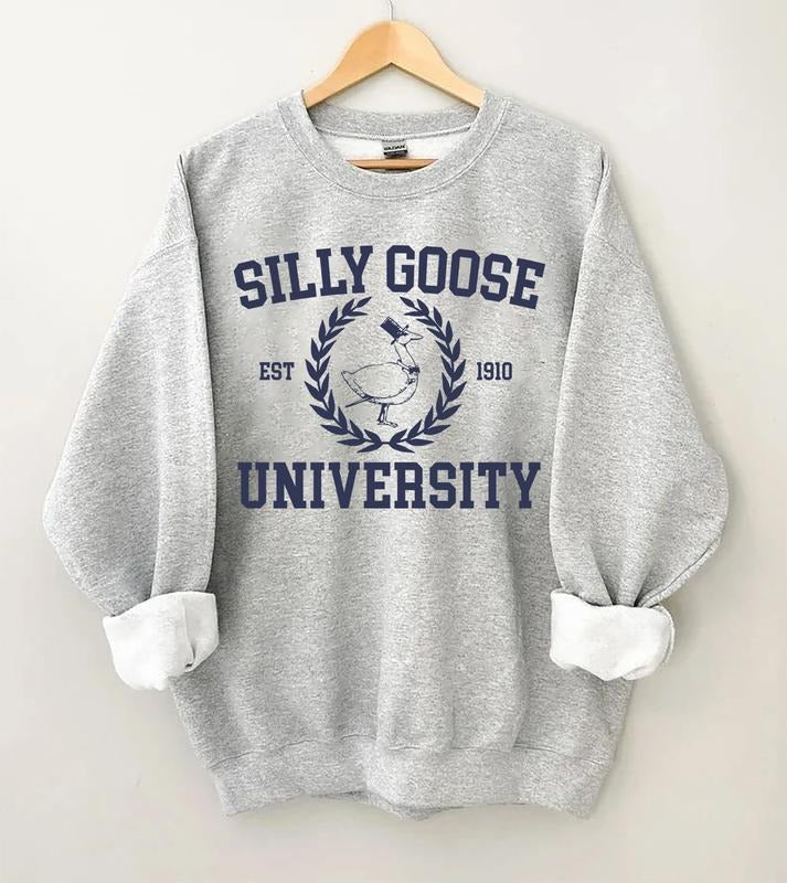 Silly Goose University Crewneck Sweatshirt, Goose Meme Shirt, Unisex University Shirt, Funny Men's Women's Sweater,...