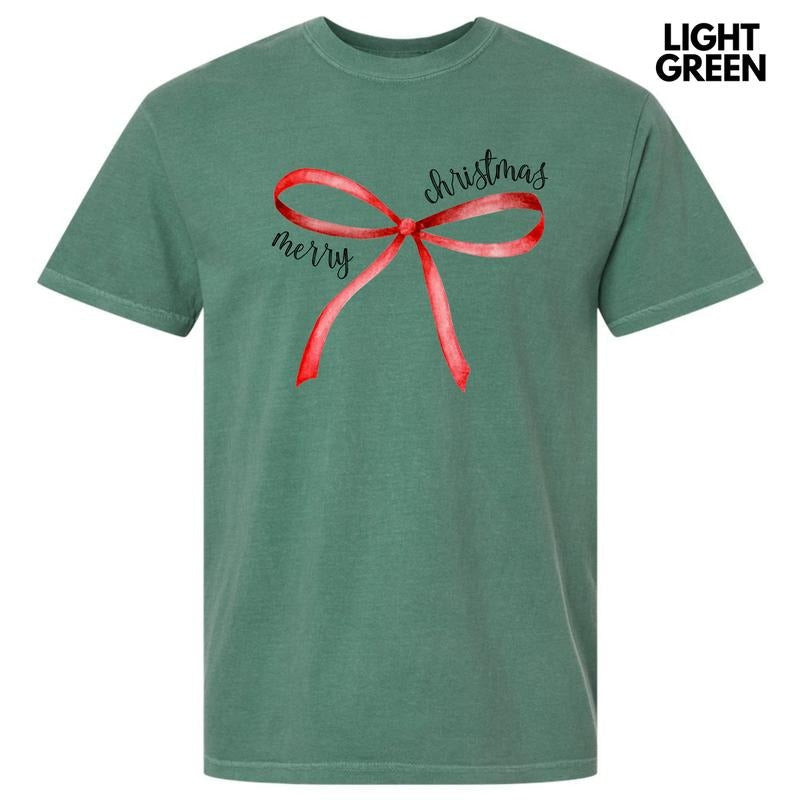 Simple Christmas Bow Comfort Colors T-Shirt 'NLB' Hoodie, Sweatshirt | ZylaModa.com