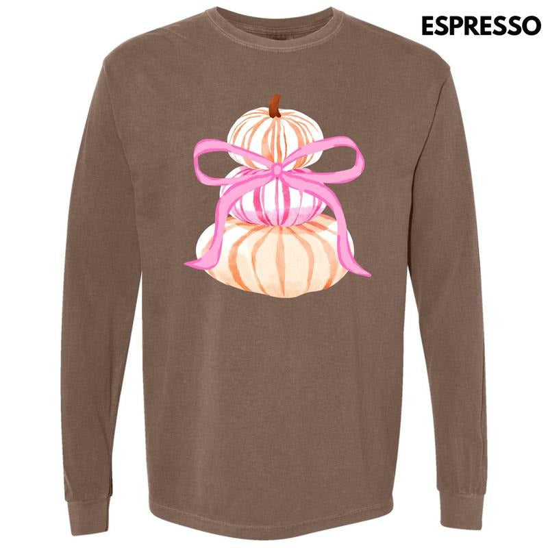 Simple Pumpkin Trio Long Sleeve Comfort Colors T-Shirt 'NLB' Hoodie, Sweatshirt | ZylaModa.com