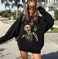 Skeleton Fall Sweatshirt, Autumn Leaves Shirt, Vintage Skeleton Halloween Shirt, 90s Halloween Thanksgiving Shirt Hoodie