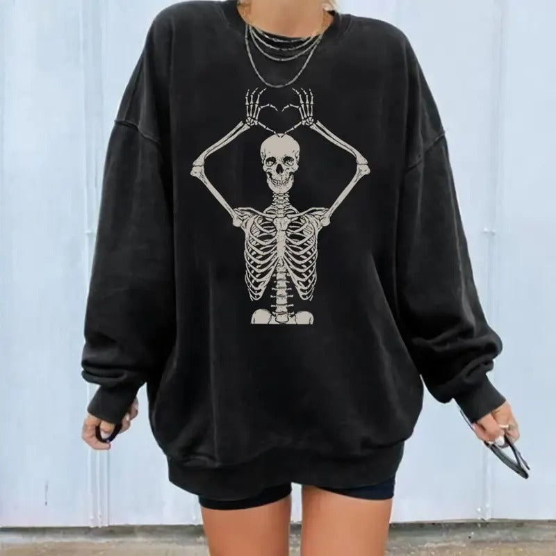 Skeleton Halloween Sweatshirt, 90s Halloween Sweatshirt, Skull Skeleton Halloween Shirt, Halloween Costume, Funny...