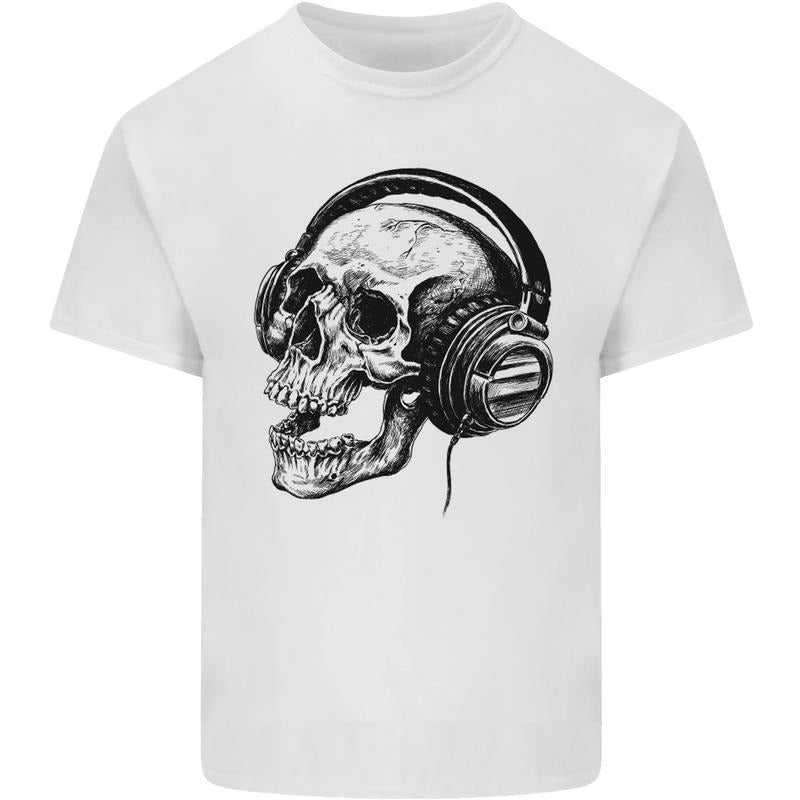 Skull Headphones Gothic Rock Music DJ Mens Cotton T-Shirt Tee Top Made in USA Hoodie, Sweatshirt | ZylaModa.com