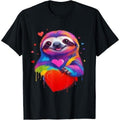 Sloth Shirt - Colorful Sloth Heart Graphic T-Shirt Made in USA Hoodie, Sweatshirt | ZylaModa.com