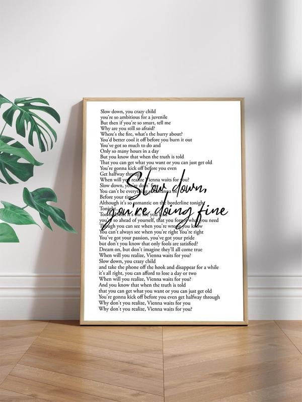 Slow Down You're Doing Fine Poster Canvas, Billy Joel Poster Wall Art T-Shirts, Hoodie, Sweatshirt | ZylaModa.com