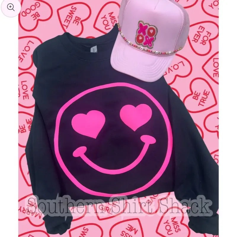 Smiley Heart Eyes Puff Sweatshirt T-Shirts, Hoodie | ZylaModa.com