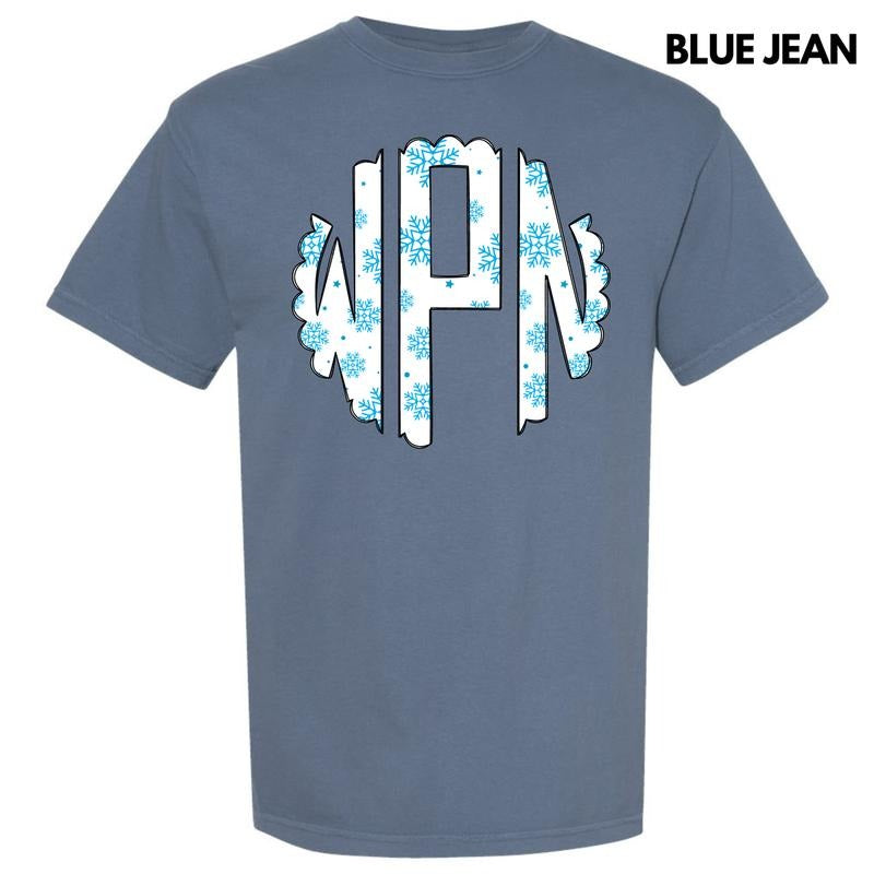 Snowflake Monogram Comfort Colors T-Shirt 'NLB' Hoodie, Sweatshirt | ZylaModa.com