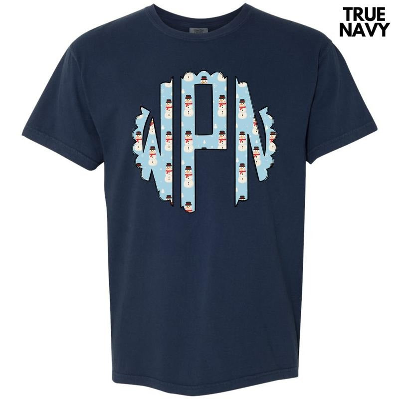 Snowman Monogram Comfort Colors T-Shirt 'NLB' Hoodie, Sweatshirt | ZylaModa.com