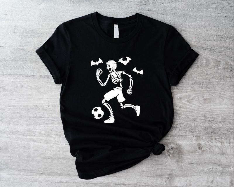 Soccer Skeleton Shirt, Halloween Football Lover T-Shirt, Funny Sportive Skeleton Tee, Unisex Soccer Ball Fans Gift Tee....