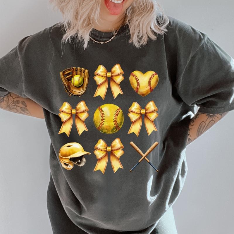 Softball Glove Doodles Shirt ~ Unisex Apparel Relaxed Fit Printed In The USA Clothing Womenswear Casual Comfort Cotton...