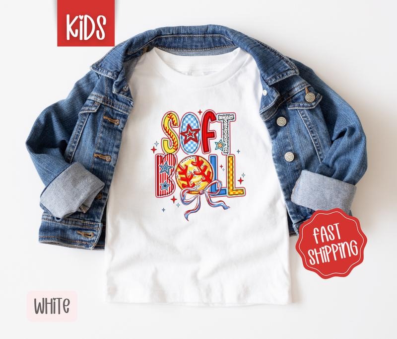 Softball Kid Shirt, Children's Softball Tee, Sports Youth Shirt, Youth Softball Tee Hoodie, Sweatshirt | ZylaModa.com