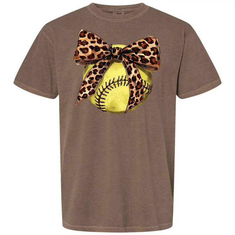 Softball Leopard Bow Comfort Colors T-Shirt 'NLB' Hoodie, Sweatshirt | ZylaModa.com