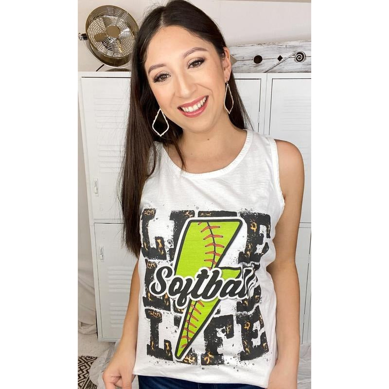 Softball Life Lightning Bolt Tank Top T-Shirts, Hoodie, Sweatshirt | ZylaModa.com
