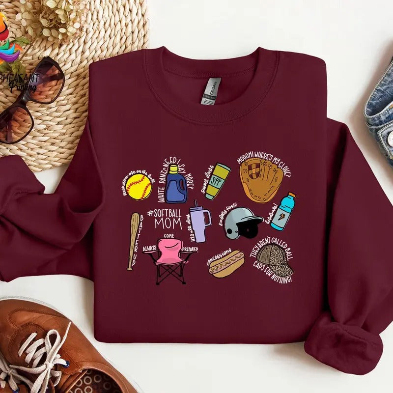 Softball Mom Shirt, Softball Mom Shirt Gift, Softball Mom Sweatshirt, Softball Hoodie, Mother's Day Shirt | ZylaModa.com
