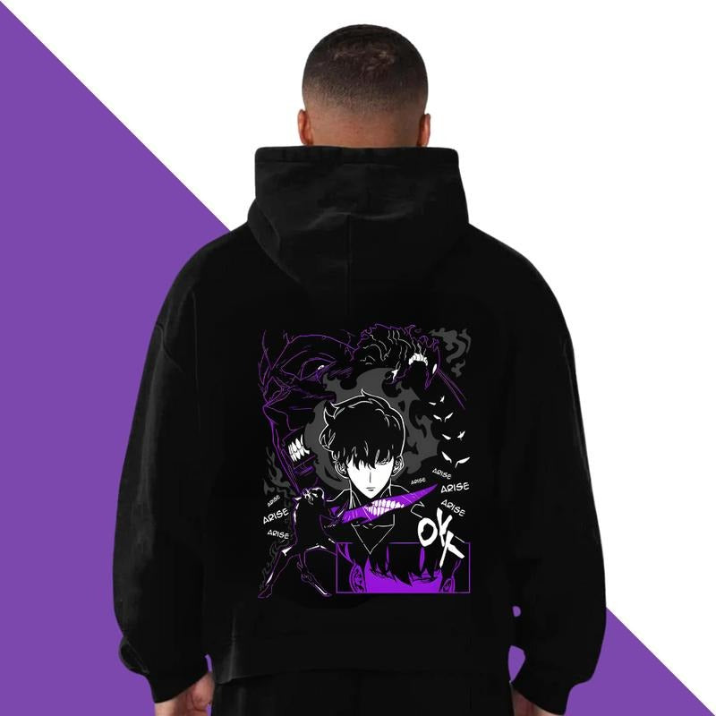 Solo Leveling Anime Hoodie, Minimalist Manga-Inspired Sweatshirt, Unisex Classic Fit, 100% Cotton, Perfect for Anime...
