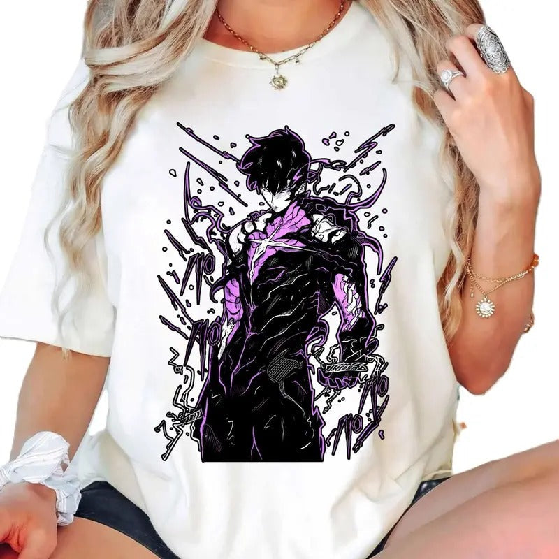 Solo Leveling Anime T-shirt Anime Manga T-shirt, Vintage 90s style top clothing, Unisex graphic Streetwear shirts Hoodie,...