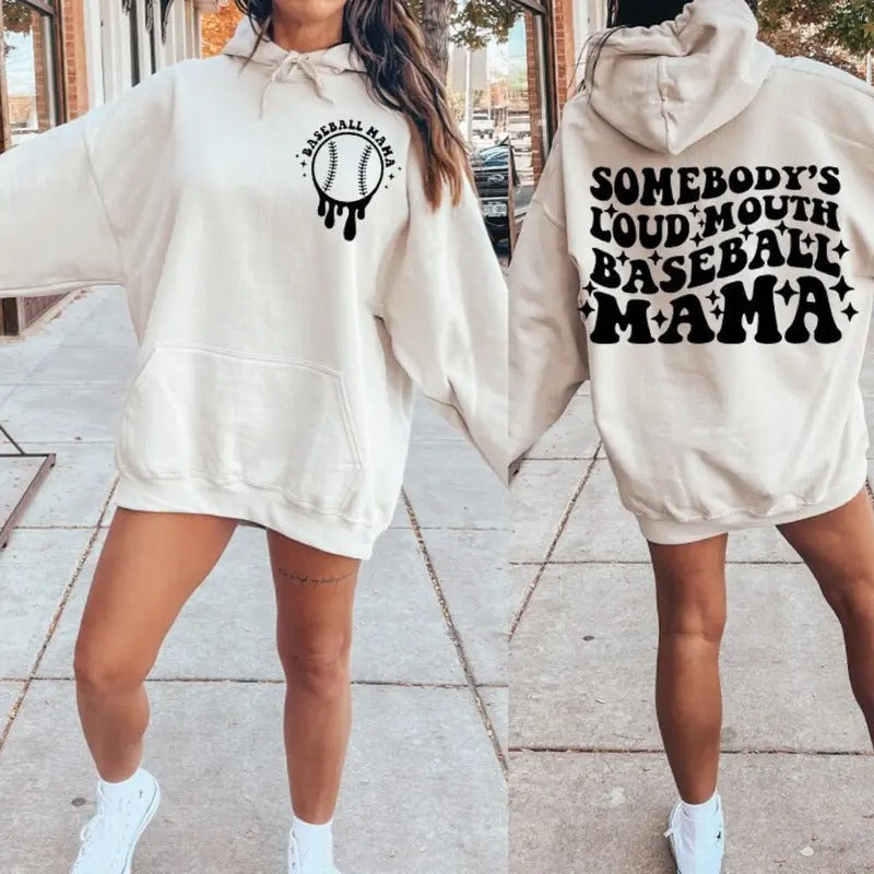 Somebody's Loud MOUTH Baseball Mama Melting Smile shirt original front and back Hoodie, Sweatshirt | ZylaModa.com