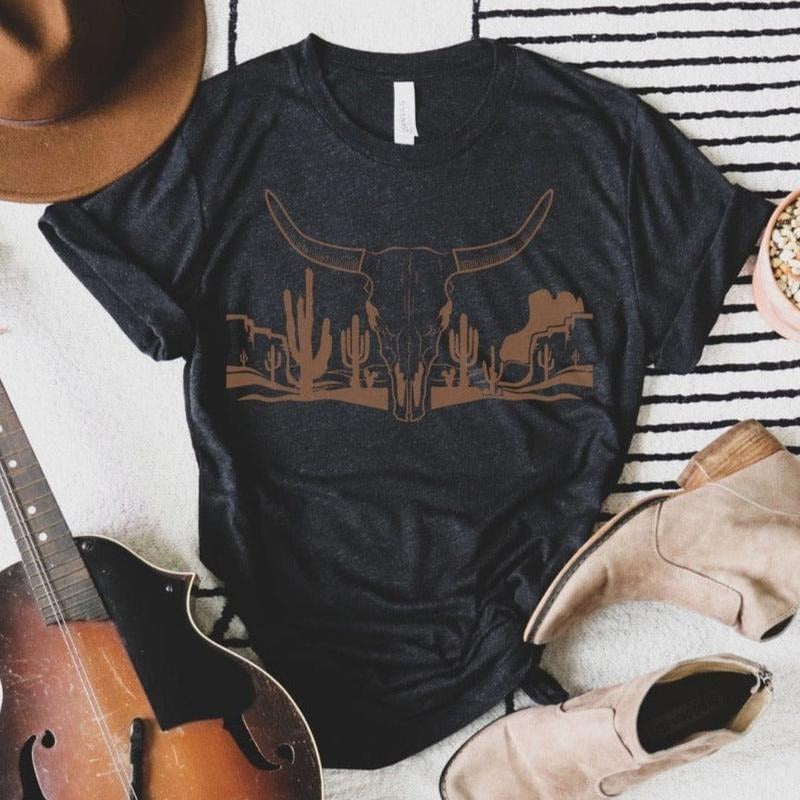 Southern Bull Skull Soft Graphic Tee Hoodie, Sweatshirt | ZylaModa.com