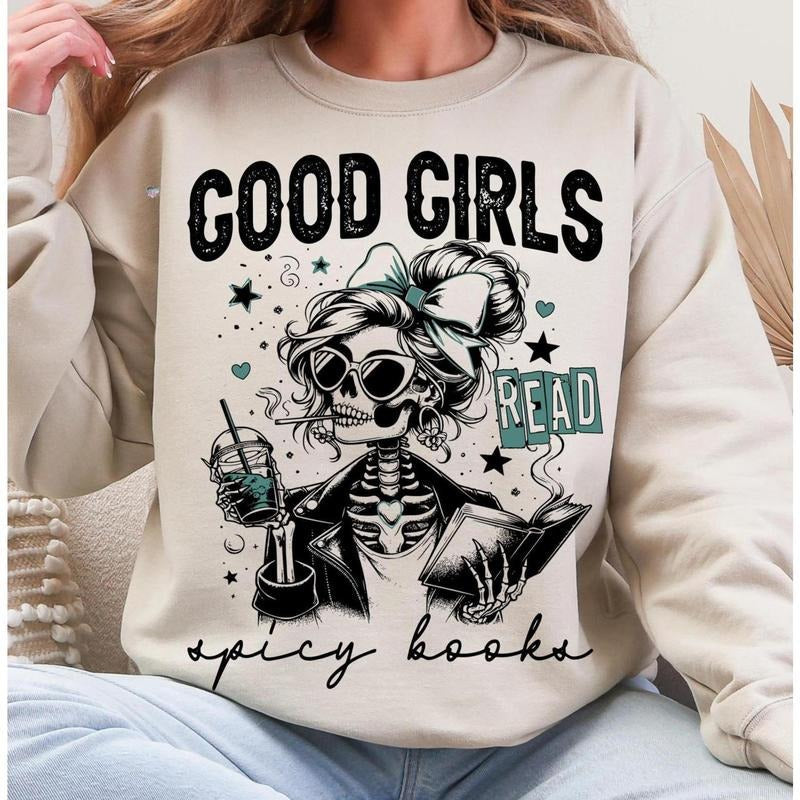 Spicy Books Shirt Sassy Skeleton Bookish Sublimation Romance Reader Clipart Smutty Books Shirt trendy Coquette Book Lover...