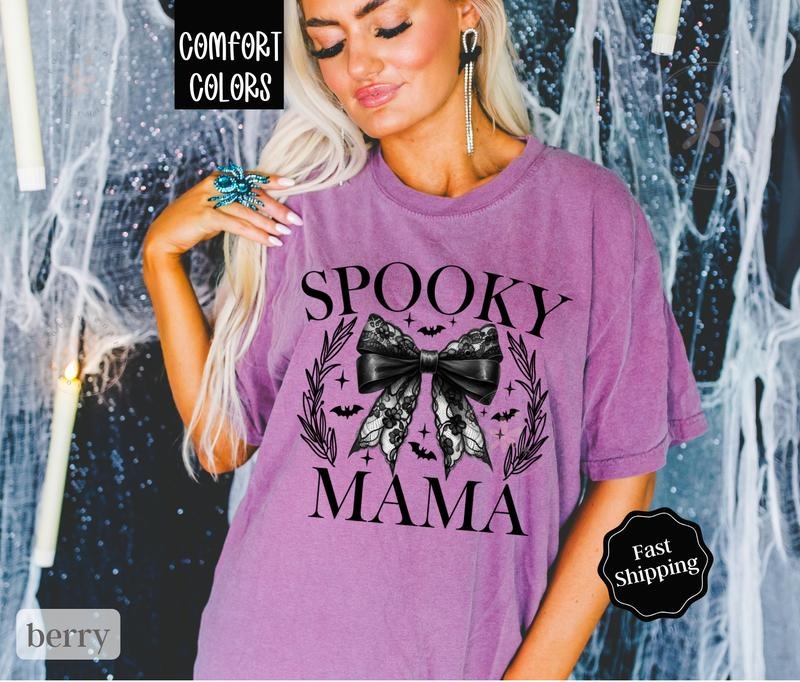 Spooky Mama Shirt Comfort Colors, Women's Halloween Tshirt,  October Vibes Shirt Oversized Crewneck Tee Hoodie, Sweatshirt
