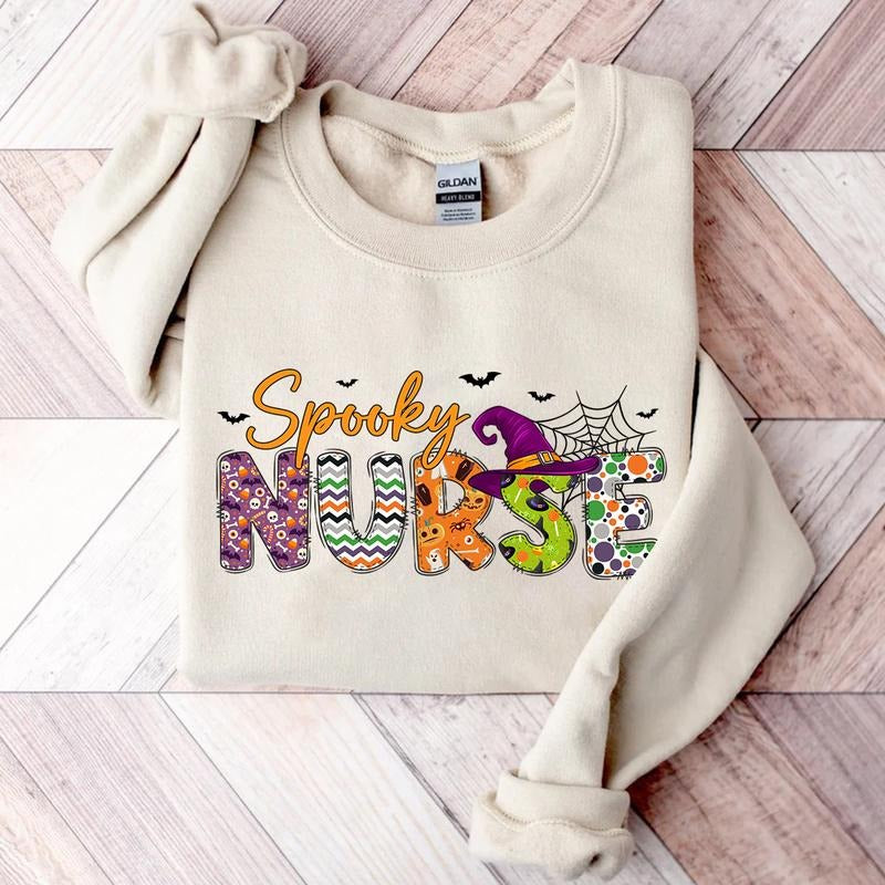 Spooky Nurse Shirt - Cute Halloween T-Shirt for Nurses, Spooky Season Sweatshirt, Fall Medical Gift Hoodie | ZylaModa.com