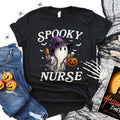 Spooky Nurse Shirt, Halloween Nurse Sweatshirt, Funny RN T-shirt, Cute Ghost Shirt, Fall Gift for Nurse Hoodie | ZylaModa.com