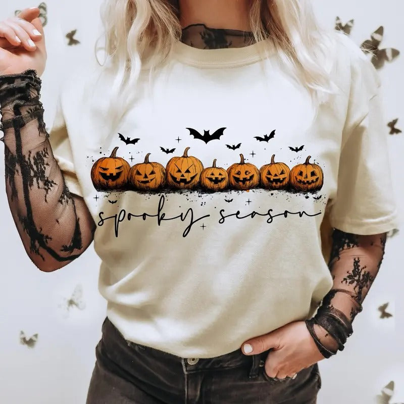 Spooky Season Shirt, Fall Pumpkin Shirt, Thanksgiving Shirt, Autumn Sweatshirt, Halloween T-Shirt Hoodie | ZylaModa.com