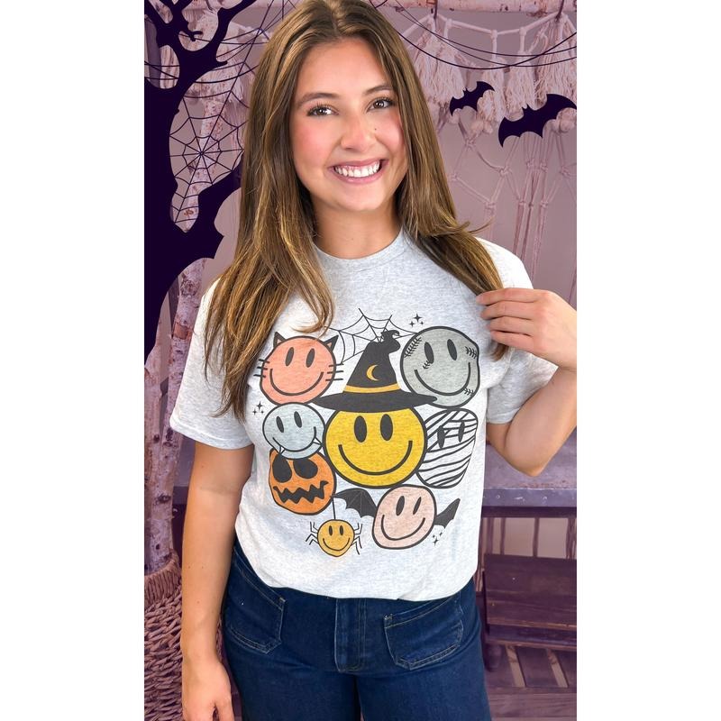 Spooky Smiley Halloween Graphic T-Shirt Hoodie, Sweatshirt | ZylaModa.com