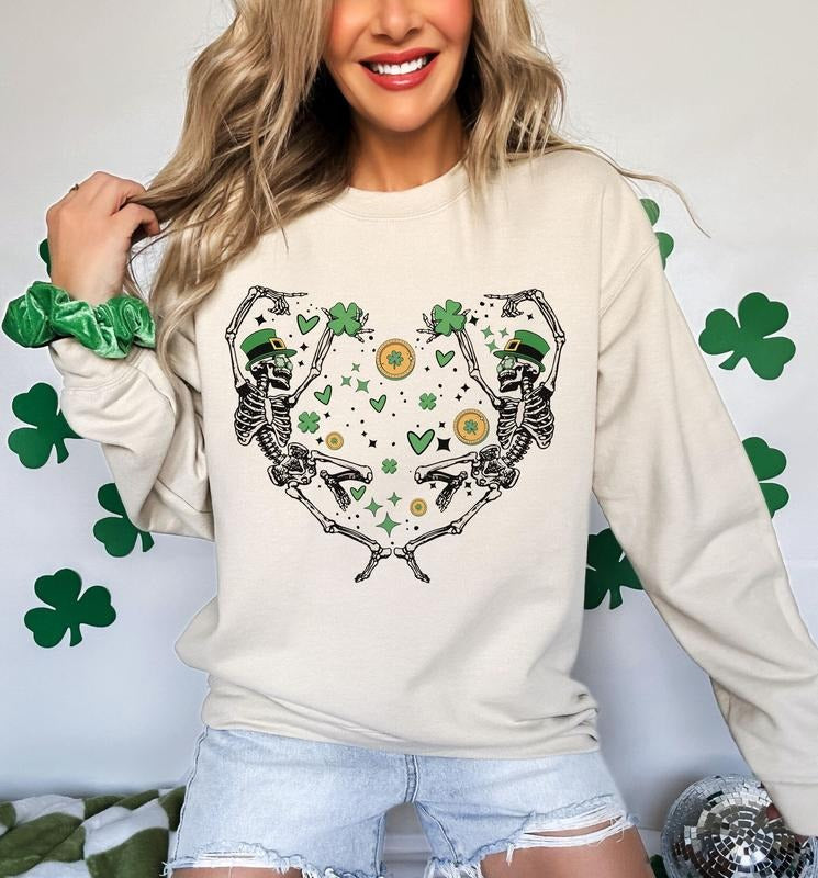 St Patrick's Day Dancing Skeleton St Patrick's Skeleton Funny St Patrick's St Patrick's Shirt Trendy Hoodie, Sweatshirt