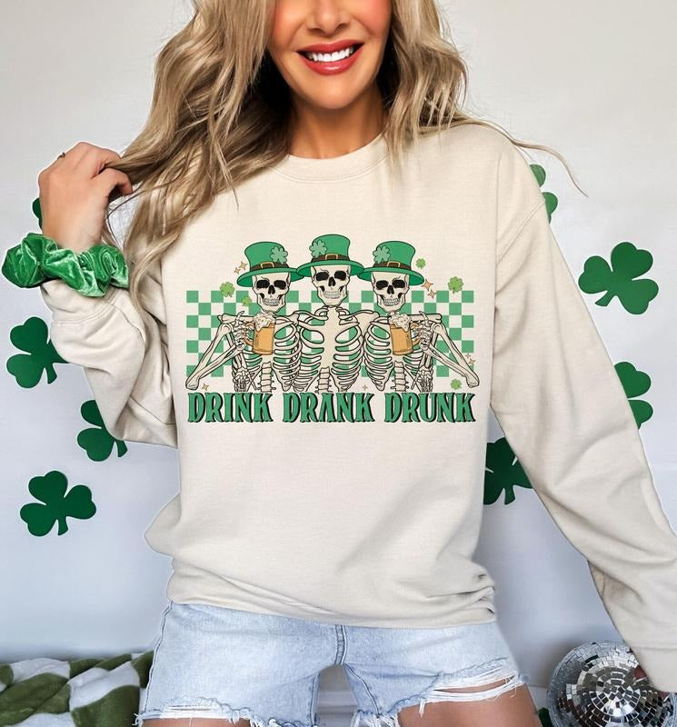 St Patrick's Day St Patty's Skeleton Funny St Patrick's Drink Drank Drunk Trendy St Patrick's Shirt St Patrick's Day...