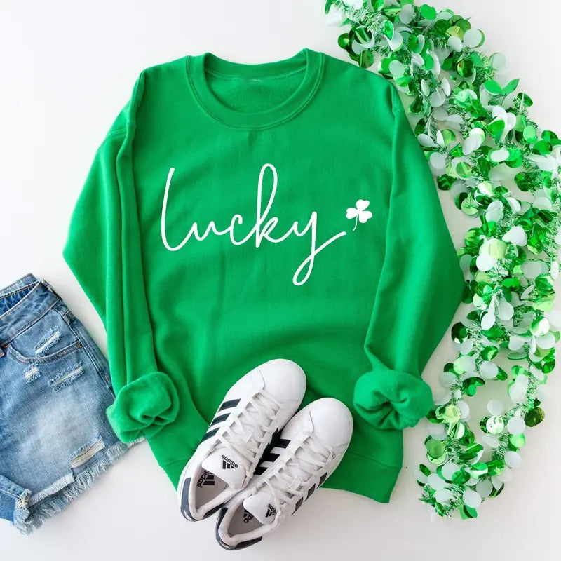 St Patricks Day sweatshirt, Lucky Sweatshirt, Saint Paddy's Day outfit, Cute Saint Paddy's Day Crewneck, 2025 St Patricks...