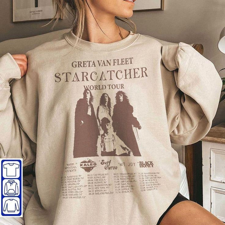 Starcatcher World Tour 2023 Sweatshirt - Greta Van Fleet Fan Merch, Concert Shirt Gift for Fans Hoodie | ZylaModa.com