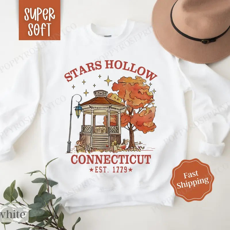 Stars Hollow Sweatshirt,  Cozy Fall Sweatshirt for Women, Pumpkin Season Sweater, T-Shirts, Hoodie | ZylaModa.com