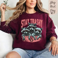 Stay Trashy Sweatshirt, Funny Graphic Racoon Sweatshirt, Meme Sweatshirt, Raccoon Lover Gift Hoodie Tops T-Shirts
