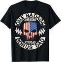 Stepdad T Shirt, Gifts For Stepdad, One Badass Bonus Stepdad Birthday Step Dad Fathers Day Gift T-Shirt Casual Cotton...