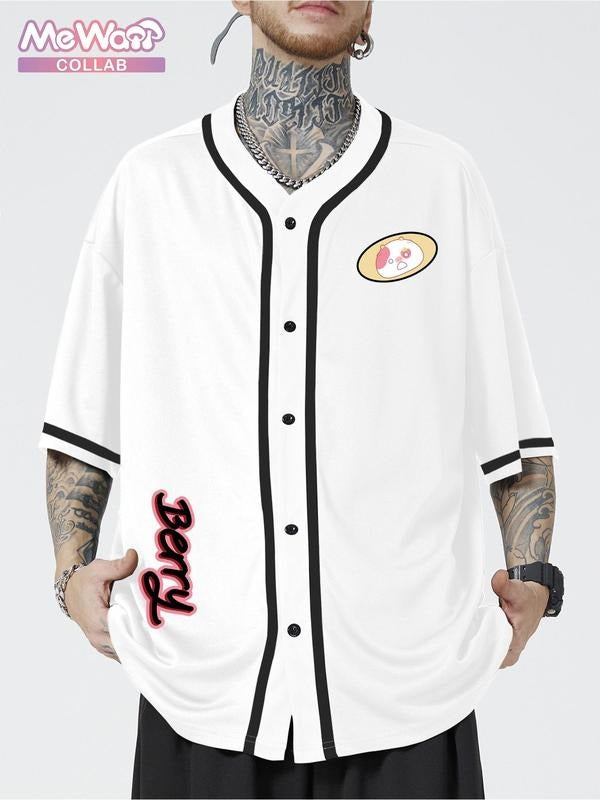 Strawberrie Cow Berry Baseball Collar Shirt Official Collab | Unisex Casual Comfy Short Sleeves Top for Sport & Street...