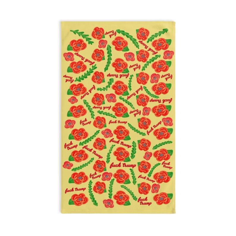 Subtle Red Poppies on Yellow Hand Towel Trump Gift T-Shirts, Hoodie, Sweatshirt | ZylaModa.com