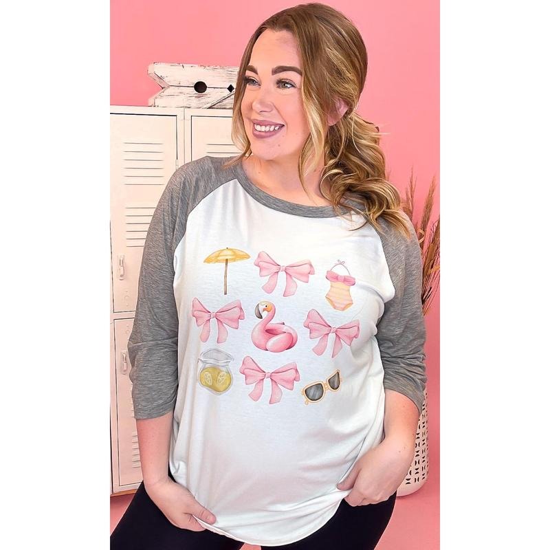 Summer Coquette Bows Adult Graphic Raglan T-Shirts, Hoodie, Sweatshirt | ZylaModa.com