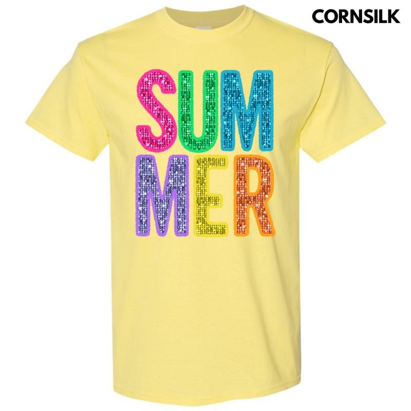 Summer Faux Sequin Gildan Short Sleeve T-Shirt 'NLB Hoodie, Sweatshirt | ZylaModa.com