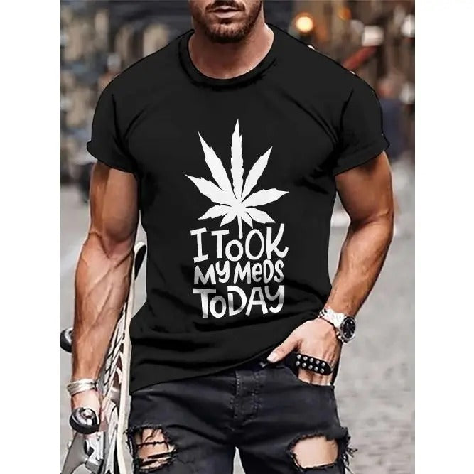 Summer Leaf Graphic Print T-Shirt for Men