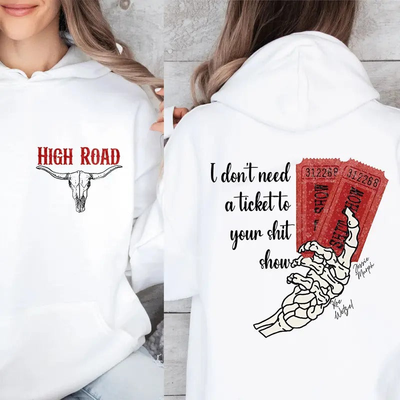 Summer Music Festival Hoodie, Ticket To Your Sht Show, K0e WetzeI Both Sided Hoodie, Country Music Hoodie, Unisex Long...