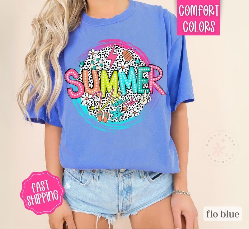 Summer Vibes Shirt Comfort Colors, Summer Shirt, Oversized Graphic Tshirt, Beach Shirt Hoodie, Sweatshirt | ZylaModa.com