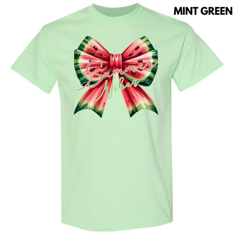 Summer Watermelon Bow Gildan Short Sleeve T-Shirt 'NLB' Hoodie, Sweatshirt | ZylaModa.com
