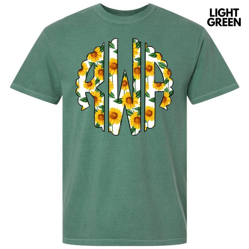 Sunflower Monogram Comfort Colors T-Shirt 'NLB' Hoodie, Sweatshirt | ZylaModa.com