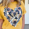 Sunflower and Turquoise Heart Graphic Tee Hoodie, Sweatshirt | ZylaModa.com
